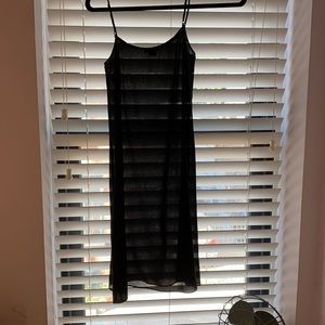 Theory sheer black silk knee-length slip 🖤